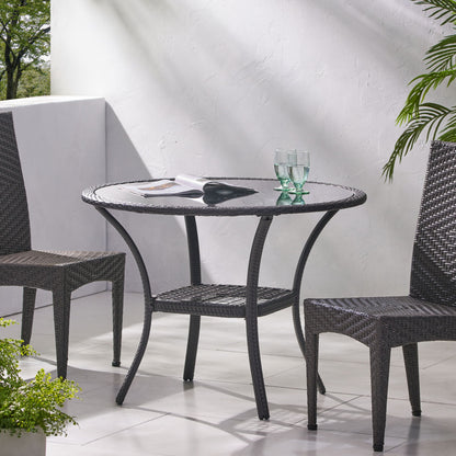 Bistro Table With Iron Frame And Glass Top - Gray Noble House