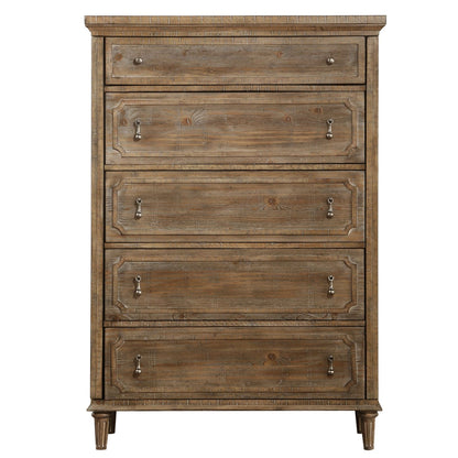5 Drawer Chest With Construction - Taupe Home Essentials