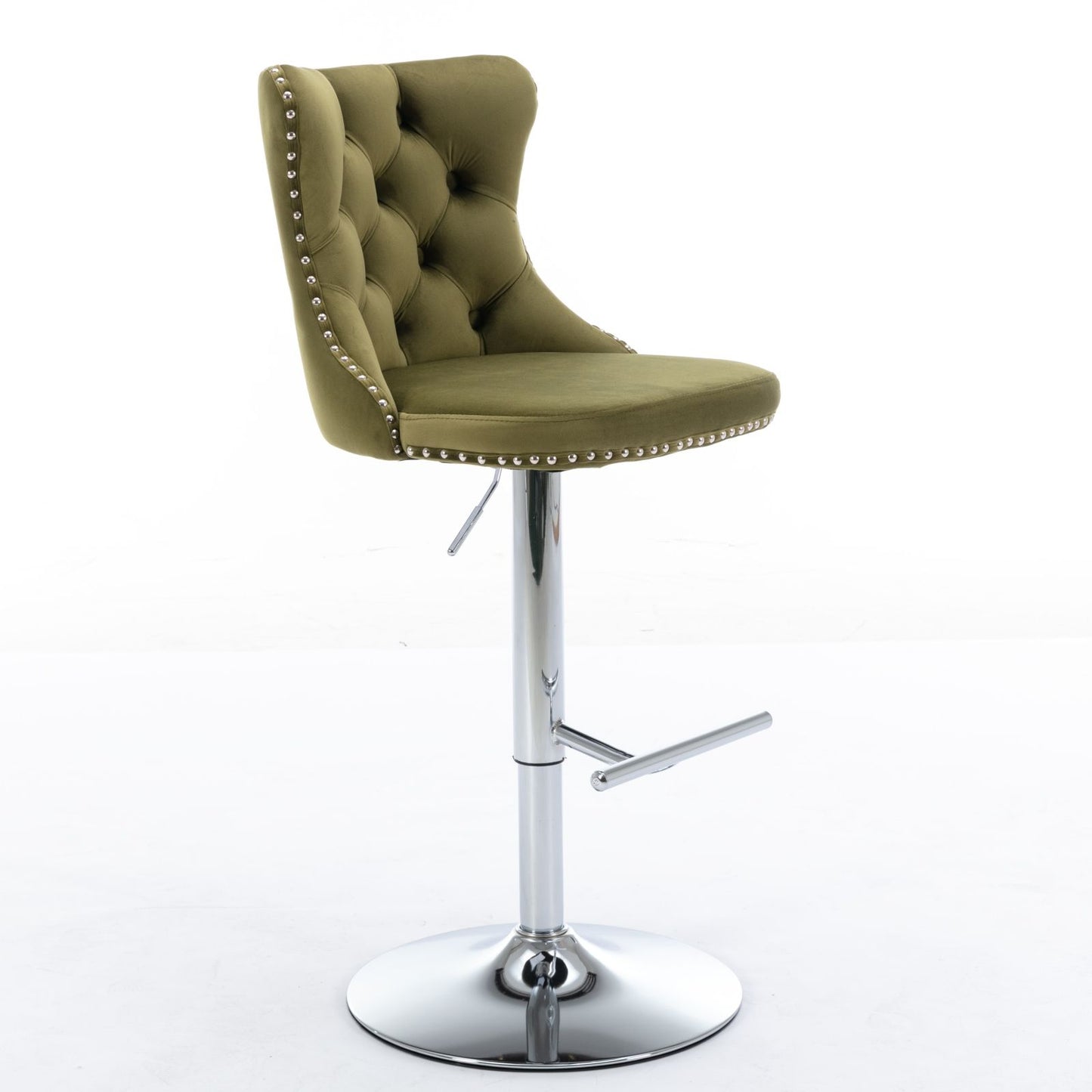 Swivel Velvet Barstools Adjusatble Seat Height From 25-33", Modern Upholstered Chrome Base Bar Stools With Backs Comfortable Tufted For Home Pub And Kitchen Island (Set of 2) Home Essentials