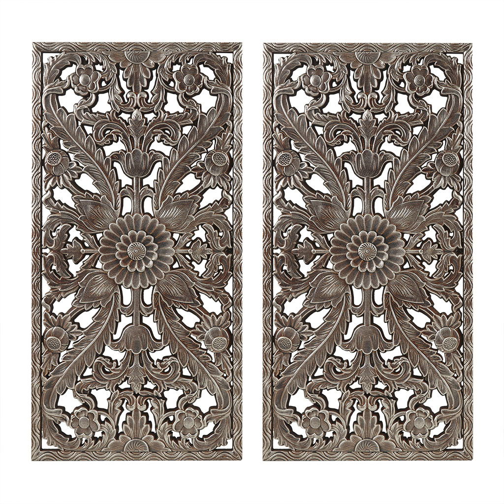 Botanical Panel - Carved Wall Decor (Set of 2) - Bronze Madison Park