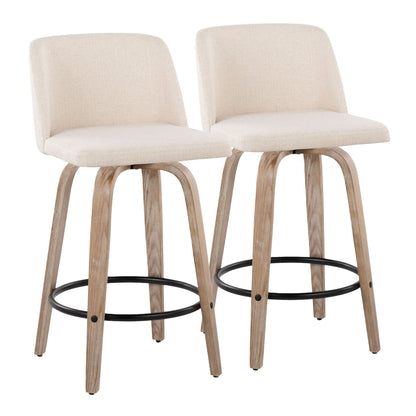 Toriano - Contemporary Fixed-Height Counter Stool & Swivel With Round Footrest (Set of 2) Lumi Source