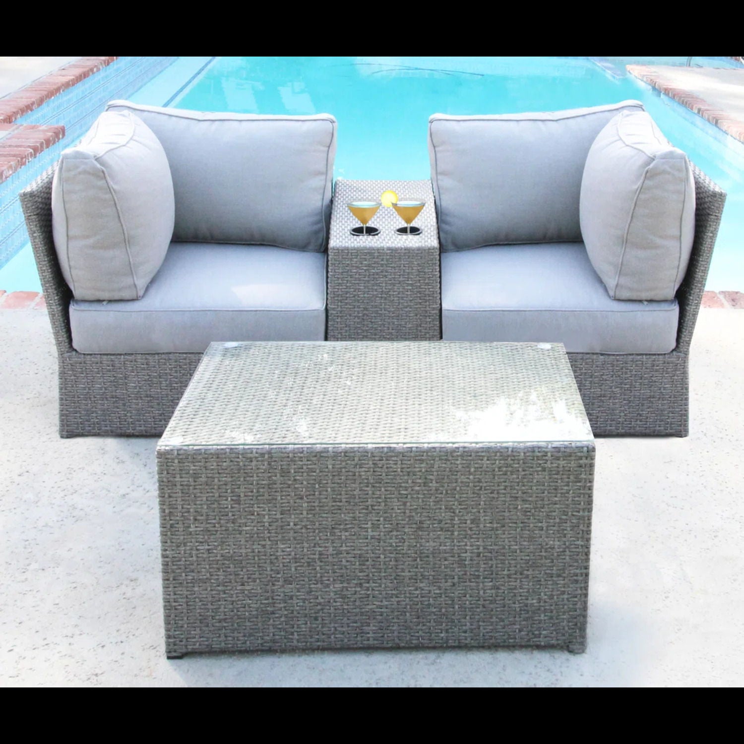 Comfortable Modern Patio Rattan Sectional Set With Cushions LSI Patio Furniture