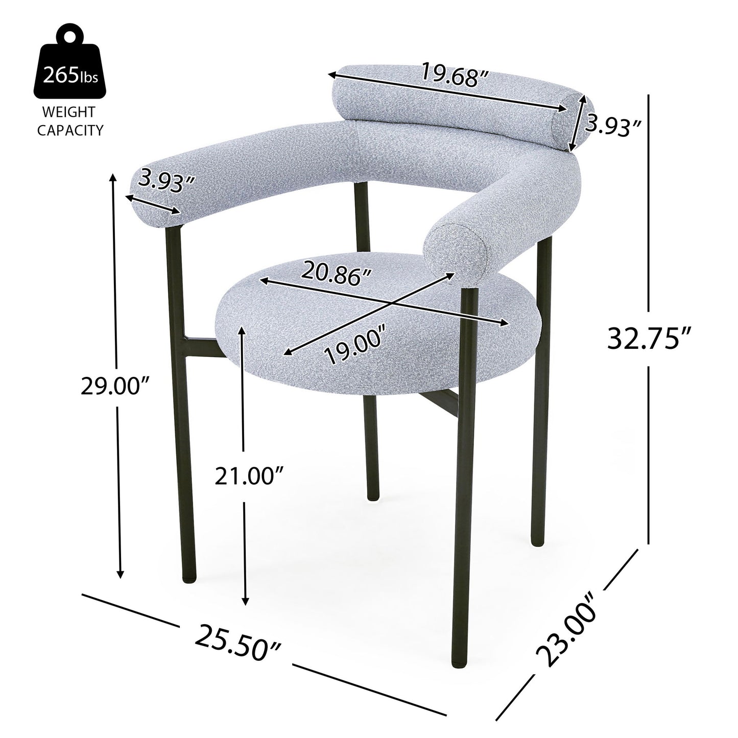 Contemporary Upholstered Armchair Dining Chairs With Metal Legs (Set of 2) Noble House