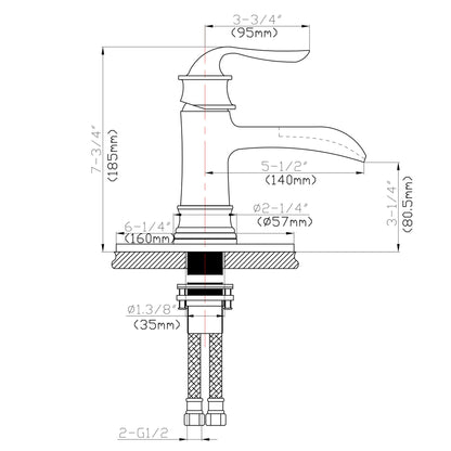 Waterfall Spout Bathroom Faucet With Single Handle And Pop Up Drain - Brushed Nickel Daily Nest