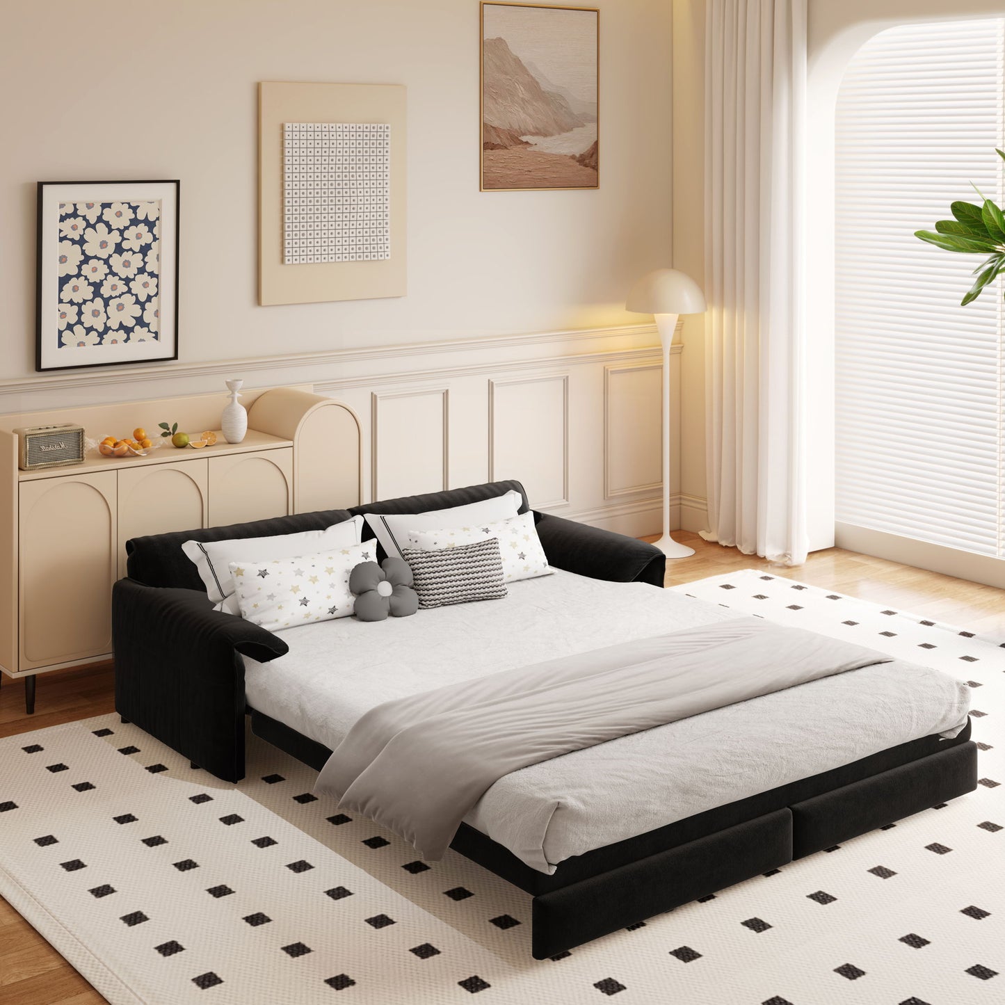 Queen Pull Out Sofa Bed With Side Storage Home Essentials