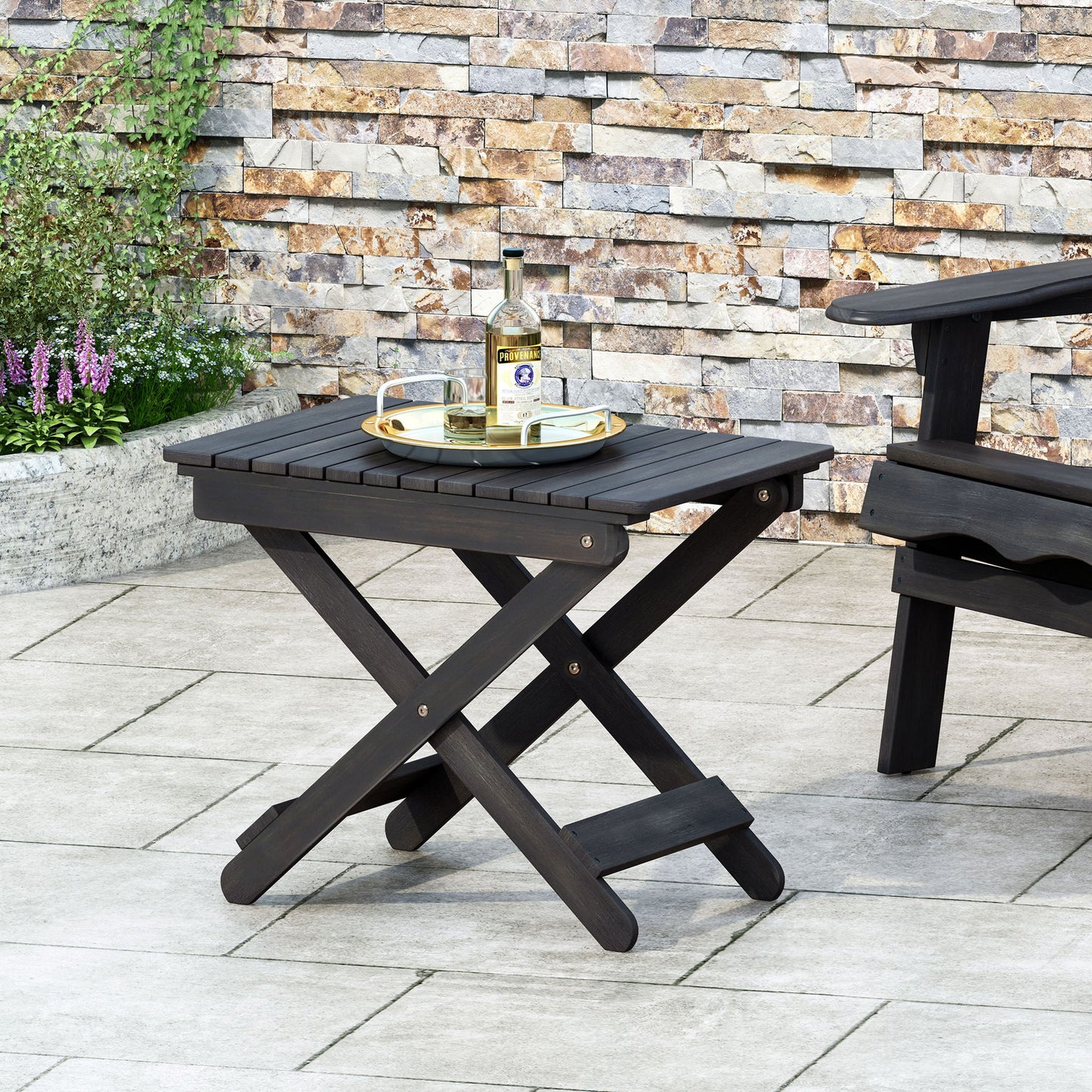 Outdoor Folding Wooden Side Table Noble House