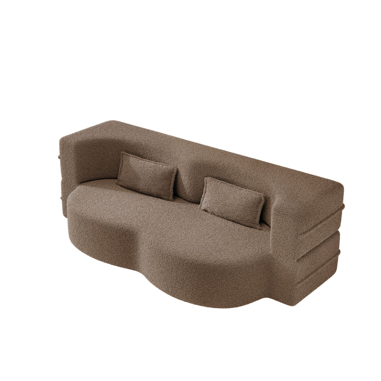 Modern Floor Sleeper Sofa Bed With 2 Pillows, Convertible Twin Size Folding Mattress For Living Room Home Essentials