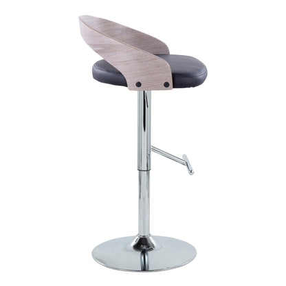 Grotto - Contemporary Adjustable Height Barstool With Swivel With Straight T Footrest (Set of 2) Lumi Source