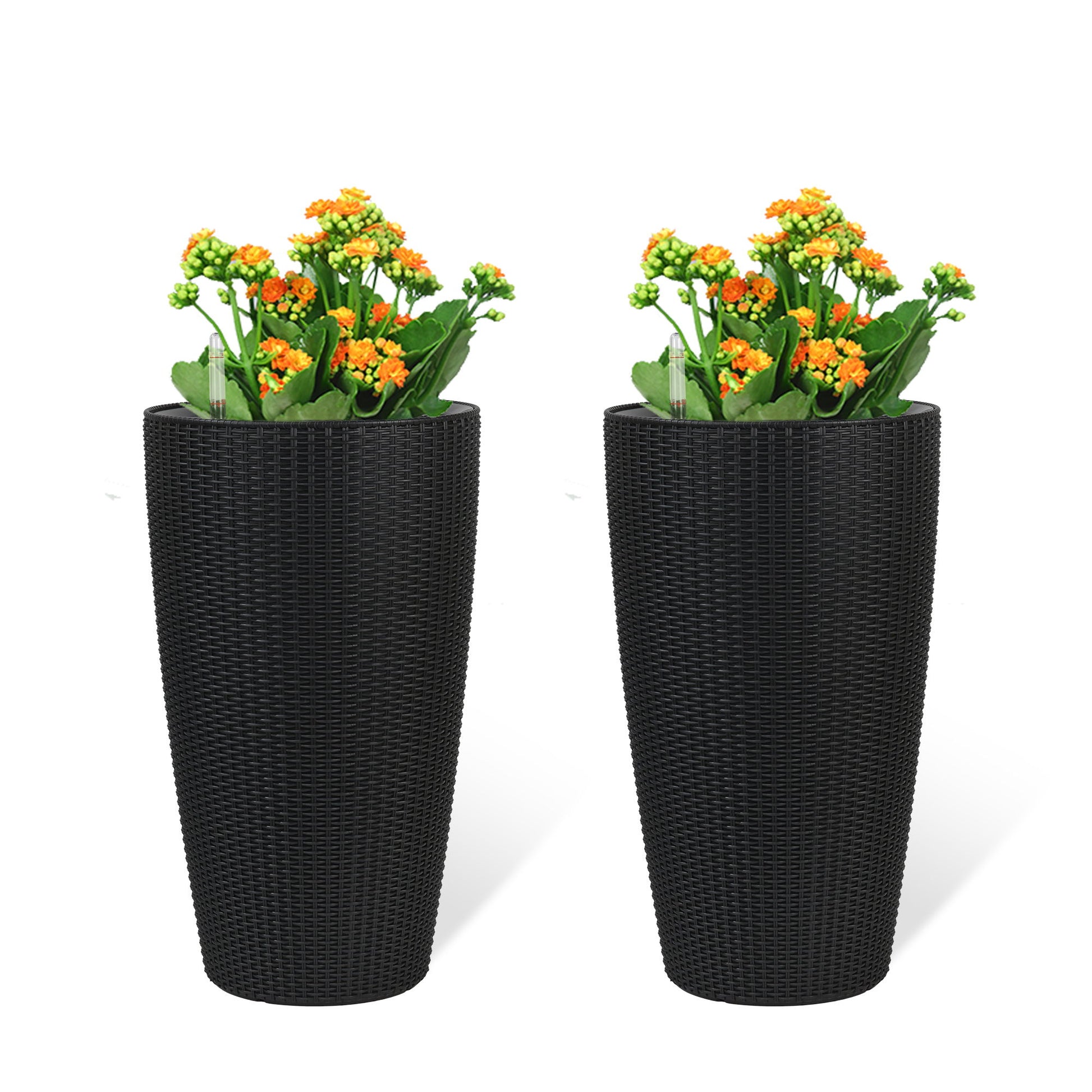 Tall Planters Set With Water Level Monitor And Auto Watering Daily Nest