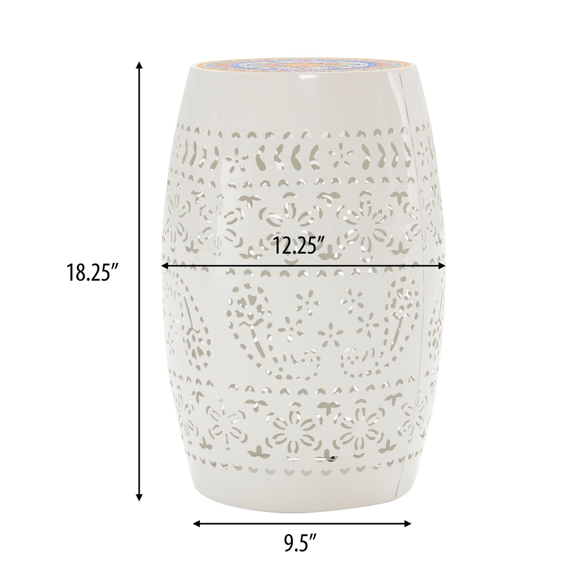 Ruby - Boho Mosaic Side Table With Ceramic Tile Top Noble House