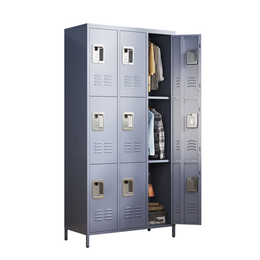 9 Door Lockers With Lock For Storage In Office, School, Gym, And Bedroom - Gray Home Essentials