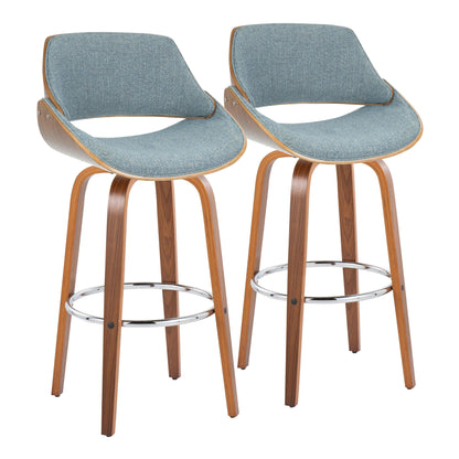 Fabrizzi - Mid Century Modern Fixed Height Barstool With Swivel With Round Footrest (Set of 2) Lumi Source