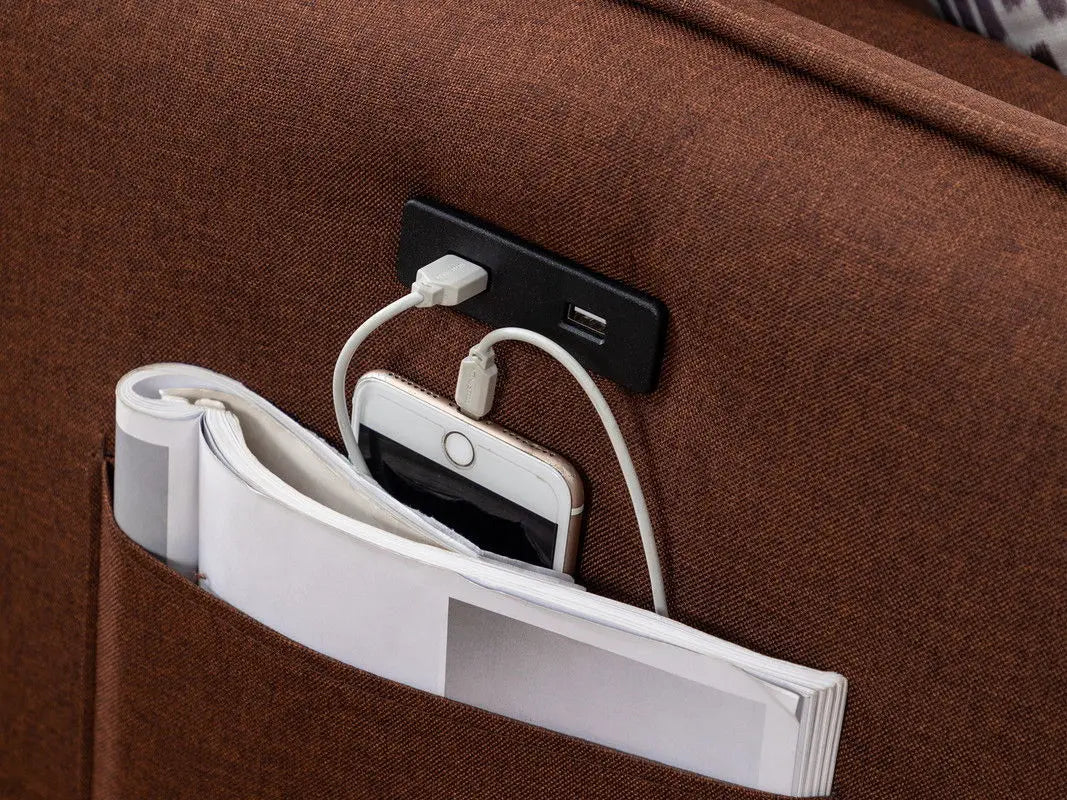 Mia - Sectional Sofa Chaise With USB Charger And Pillows Lilola Home