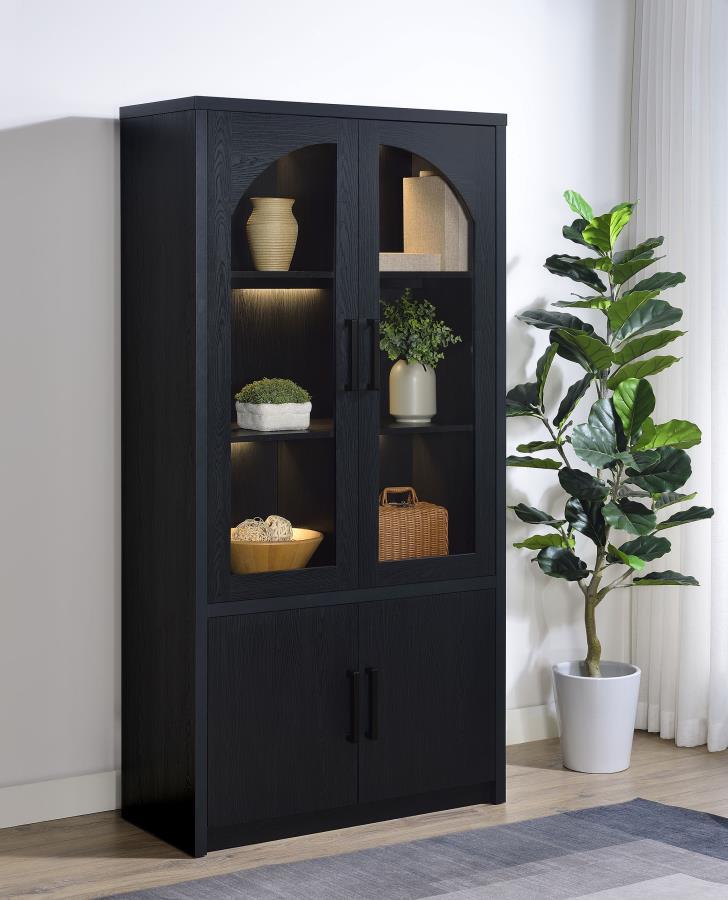 Riva - 4-Door Tall Accent Display Cabinet LED Lighting - Black Coaster Fine Furniture