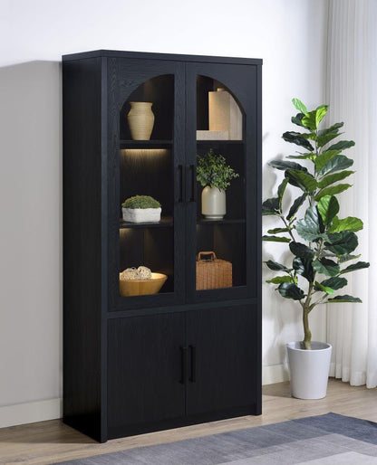 Riva - 4-Door Tall Accent Display Cabinet LED Lighting - Black Coaster Fine Furniture