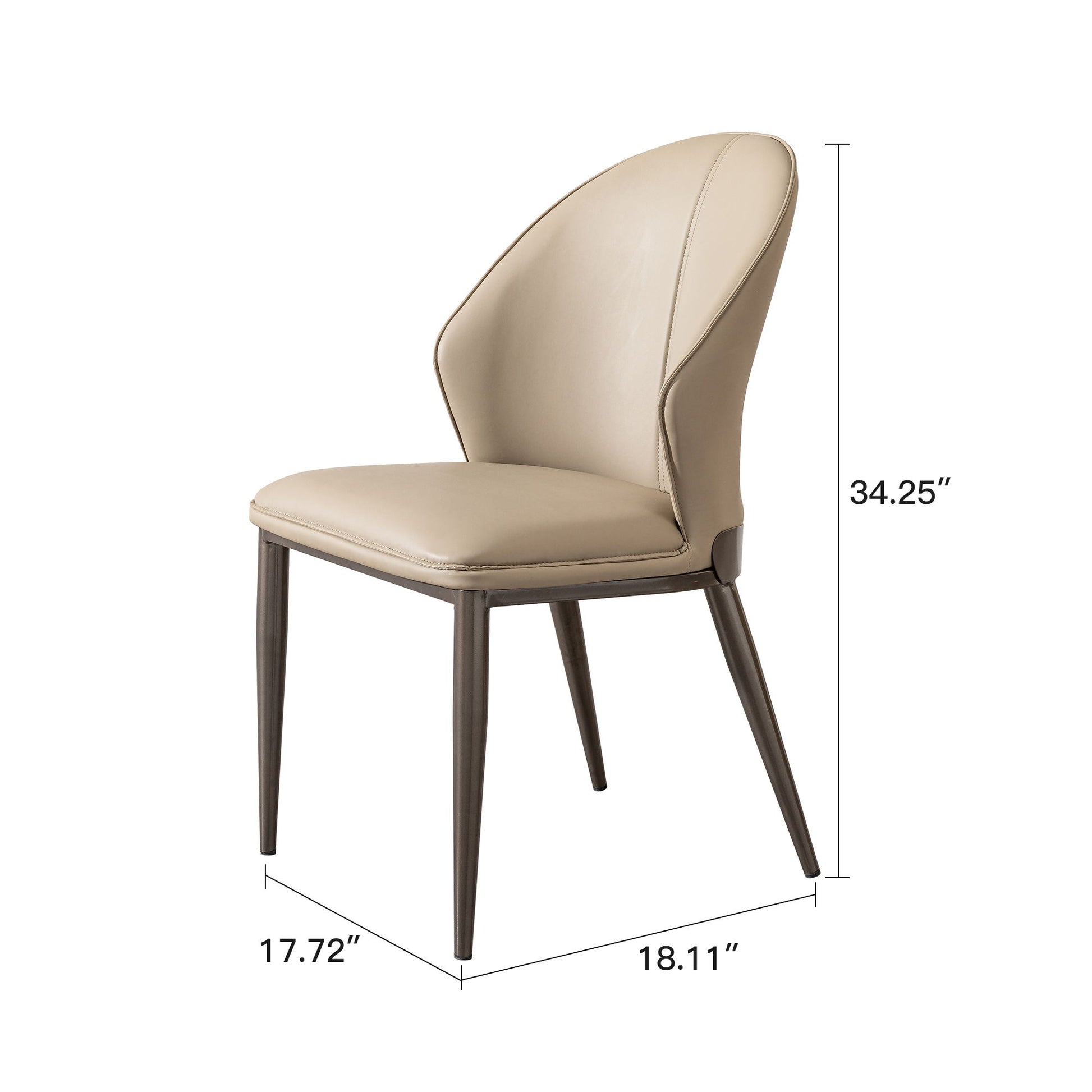 Modern Dining Chair (Set of 2) With Unique Backrest Design Leather - Beige / Black Home Essentials