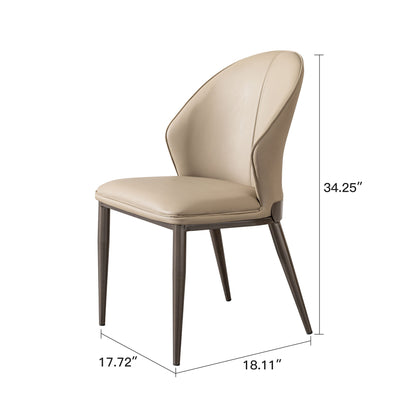 Modern Dining Chair (Set of 2) With Unique Backrest Design Leather - Beige / Black Home Essentials
