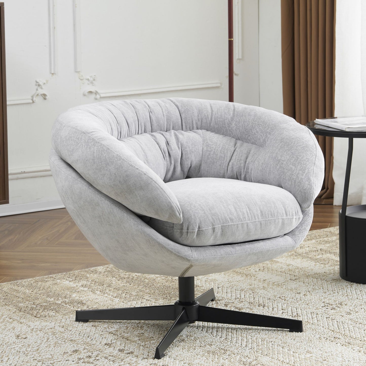 Modern Chenille Office Chair With 360 Degree Swivel Noble House