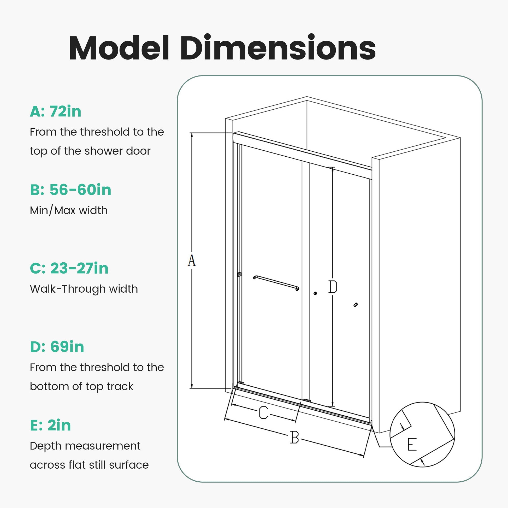 Semi-Frameless Double Sliding Shower Door, Bypass Shower Door, 1 / 4" (6Mm) Thick SGCC Tempered Glass Door Daily Nest