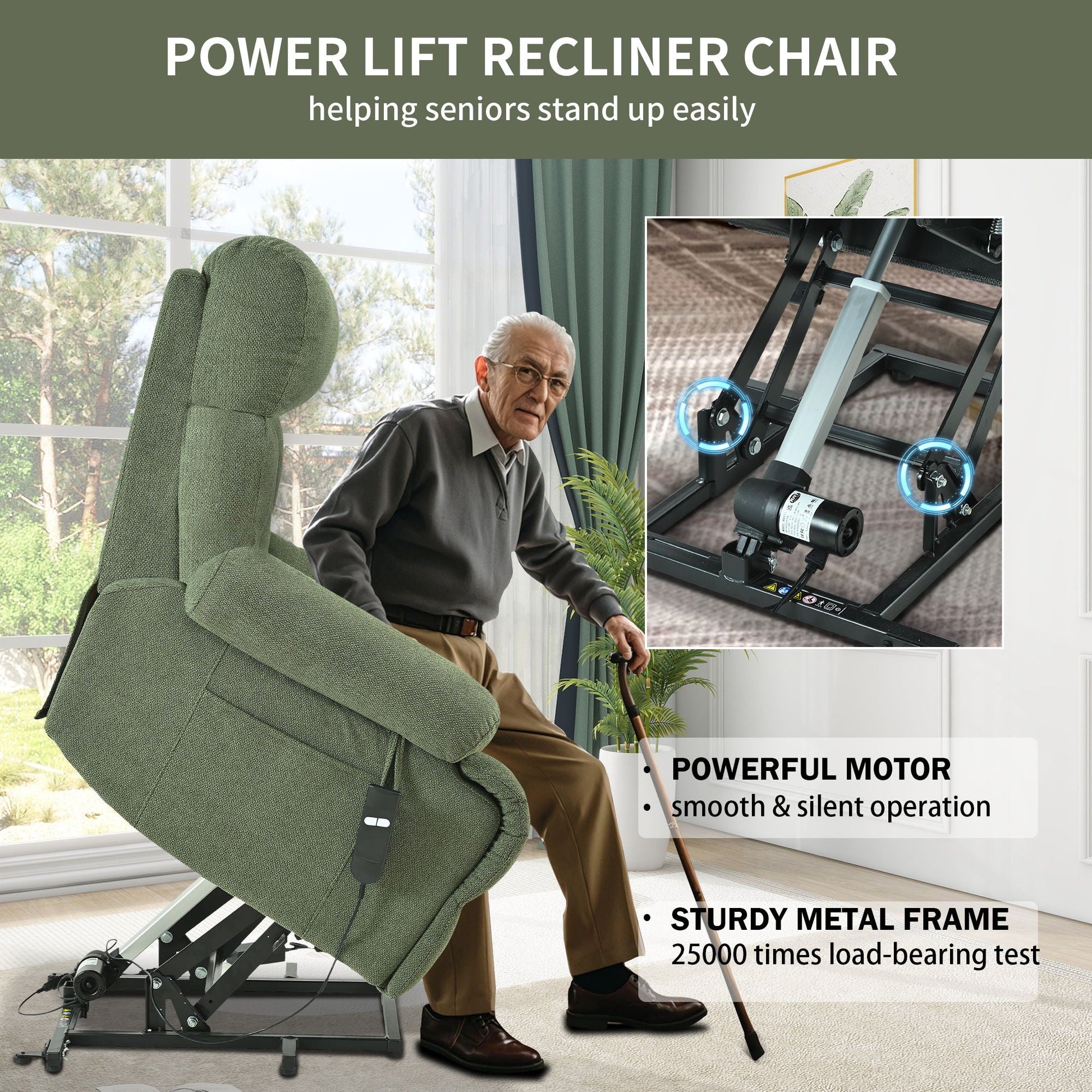 Oversized Power Lift Recliner Chai With Remote Control, Side Pocket, Spacious Seat Home Essentials
