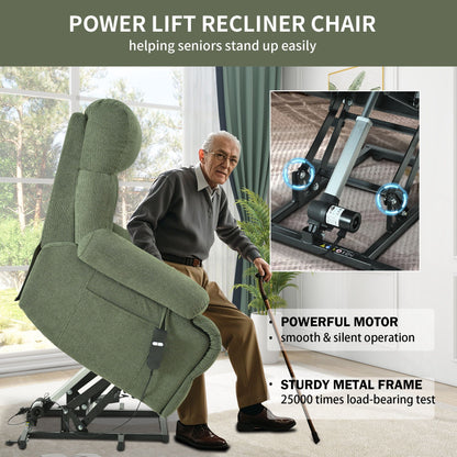 Oversized Power Lift Recliner Chai With Remote Control, Side Pocket, Spacious Seat Home Essentials