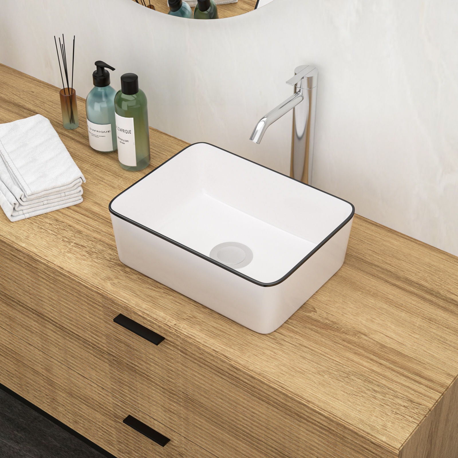 Modern European Style Ceramic Rectangular Vessel Bathroom Sink Daily Nest