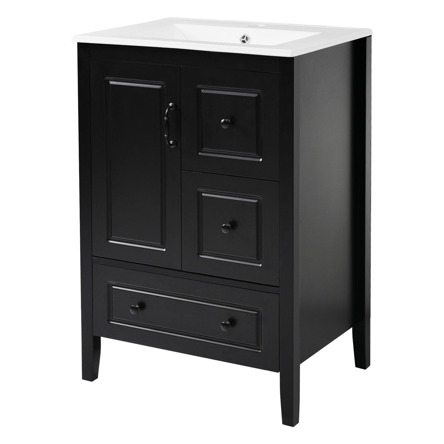 Retro Bathroom Vanity With Sink, Soft Closing Cabinet & Drawers Noble House