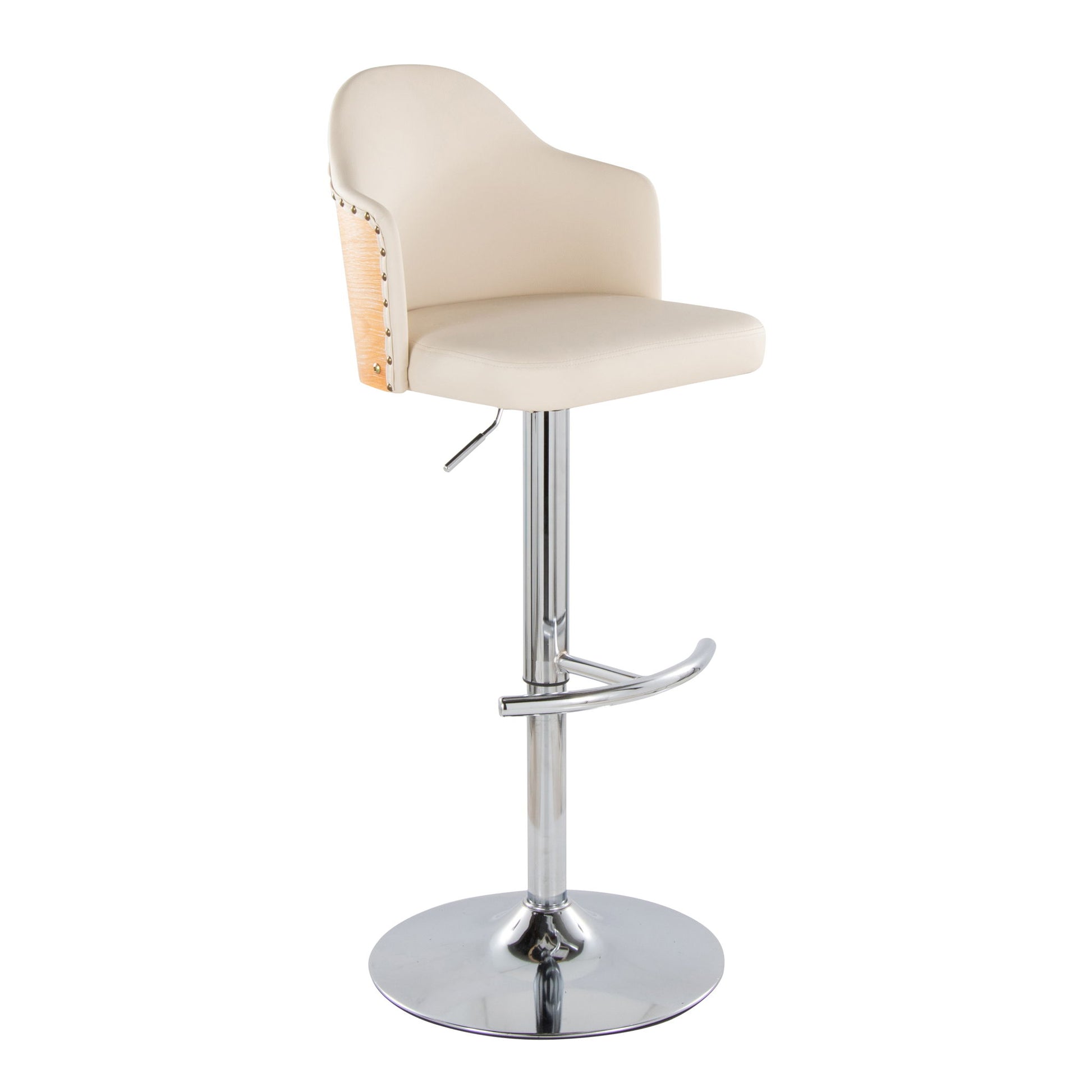 Ahoy - Contemporary Adjustable Barstool, Swivel With Rounded T Footrest (Set of 2) Lumi Source