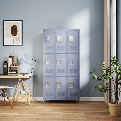 9 Door Lockers With Lock For Storage In Office, School, Gym, And Bedroom - Gray Home Essentials