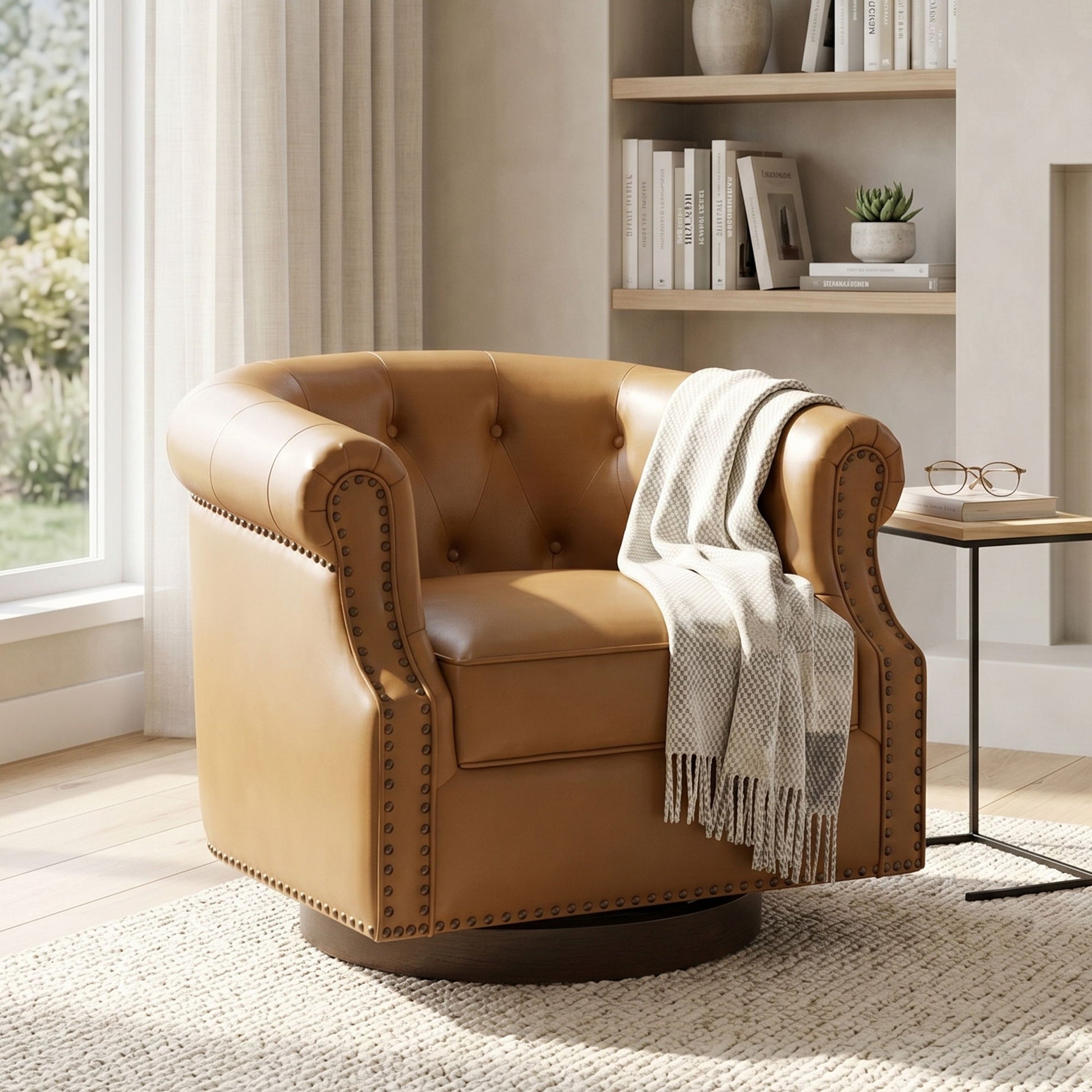 360° Swivel Accent Chair With Curved Back Noble House