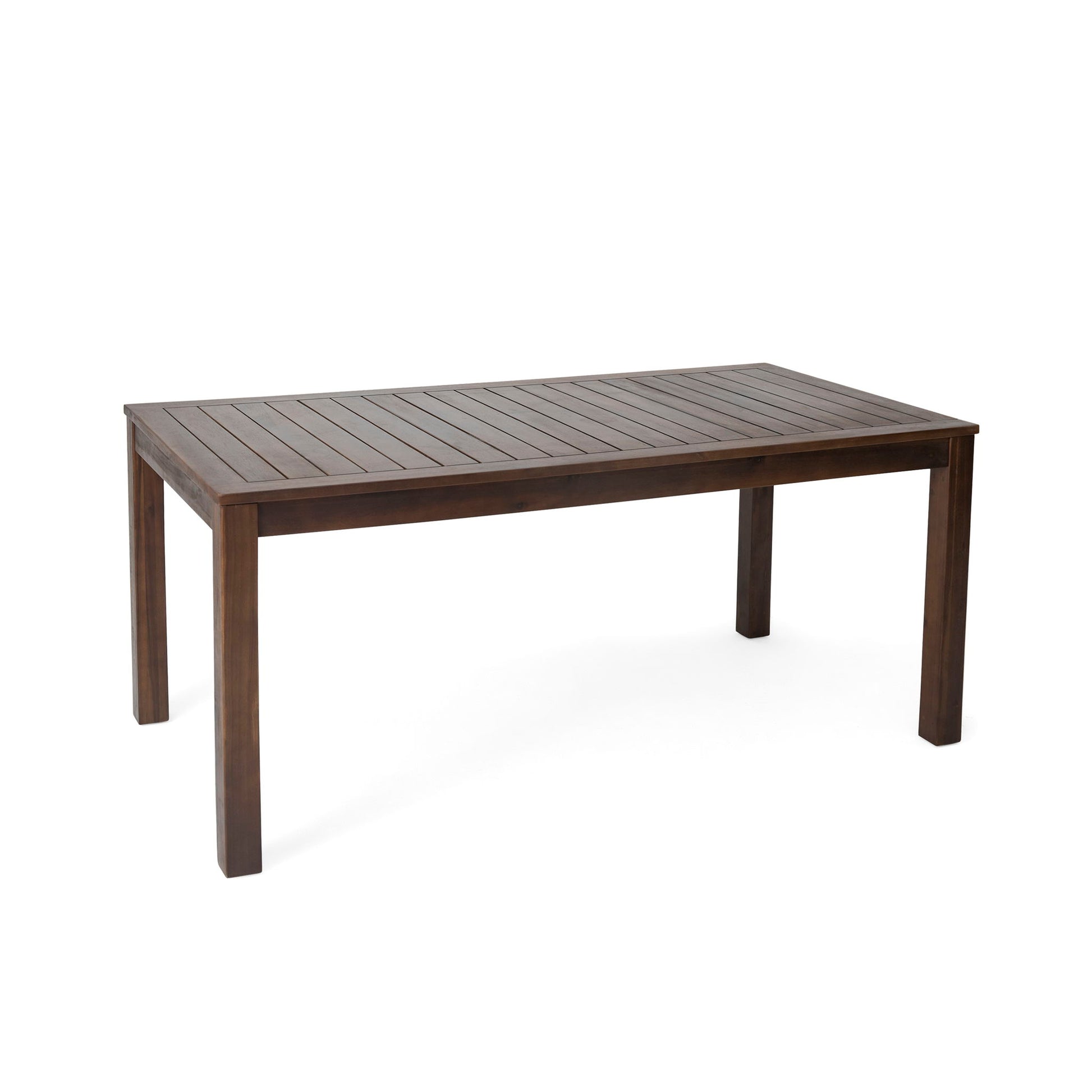 Acacia Wood Outdoor Dining Table With Slatted Top - Dark Brown Noble House