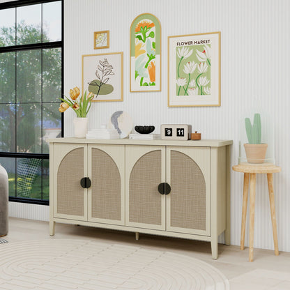 Rattan 4 Door Cabinet, Suitable For Bedroom - Natural Home Essentials
