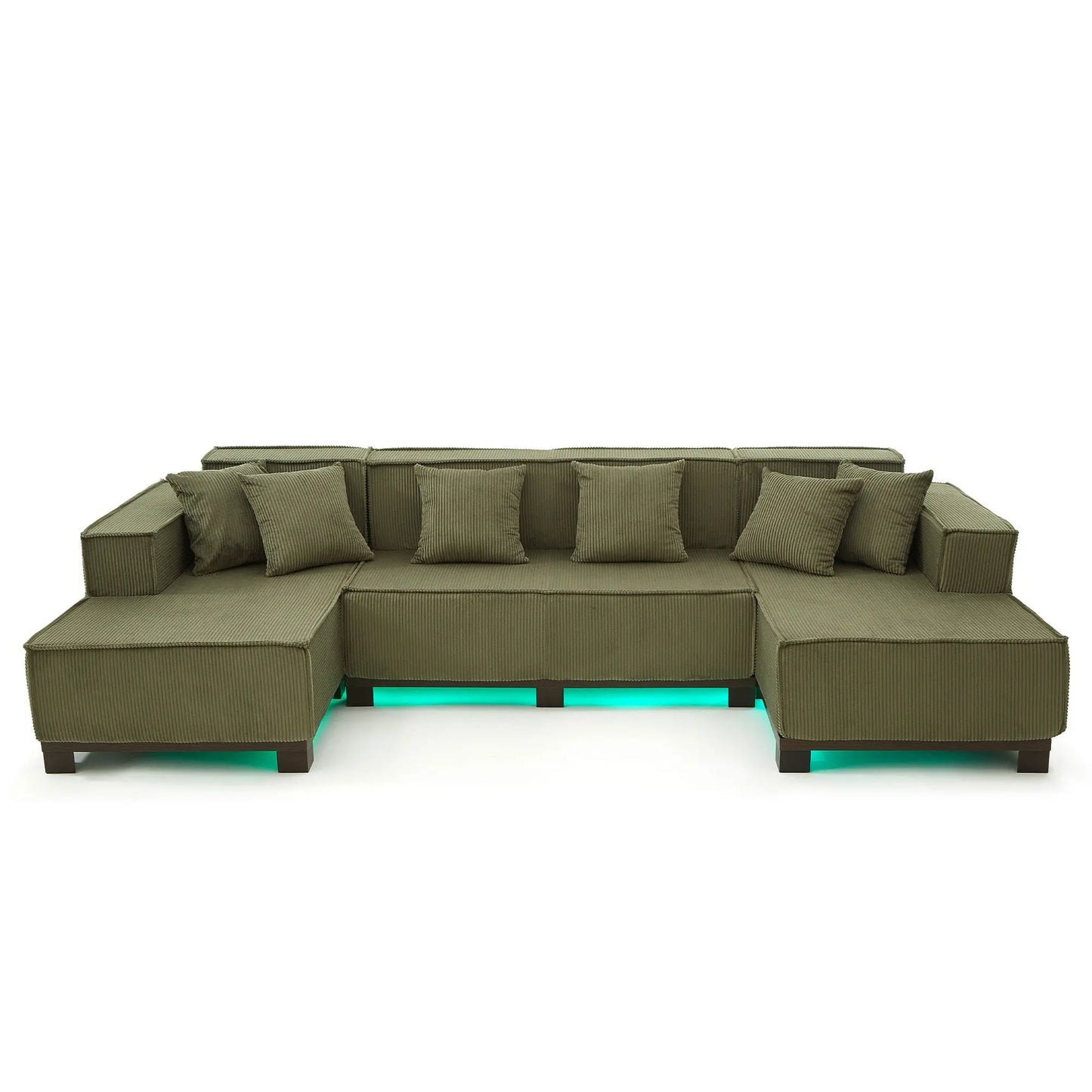 U-Shaped Sectional Sofa With RGB LED Light Strip And 6 Pillows Hearth and Haven