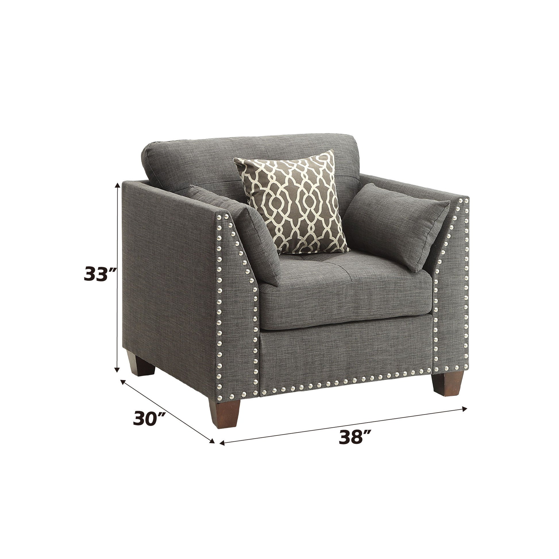 Laurissa - Chair With 3 Pillows - Light Charcoal Acme