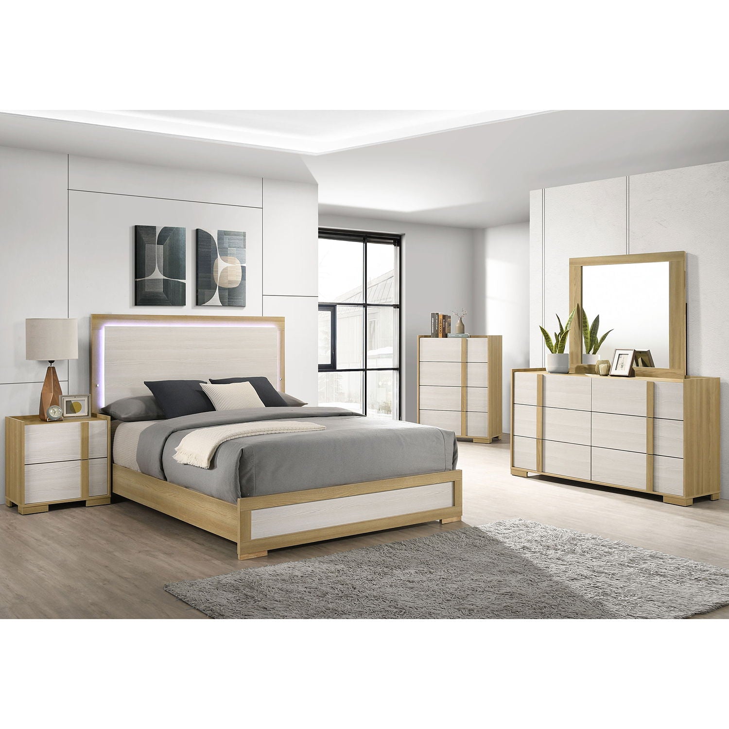 Lincoln - Bedroom Set With LED Headboard Furniture Max