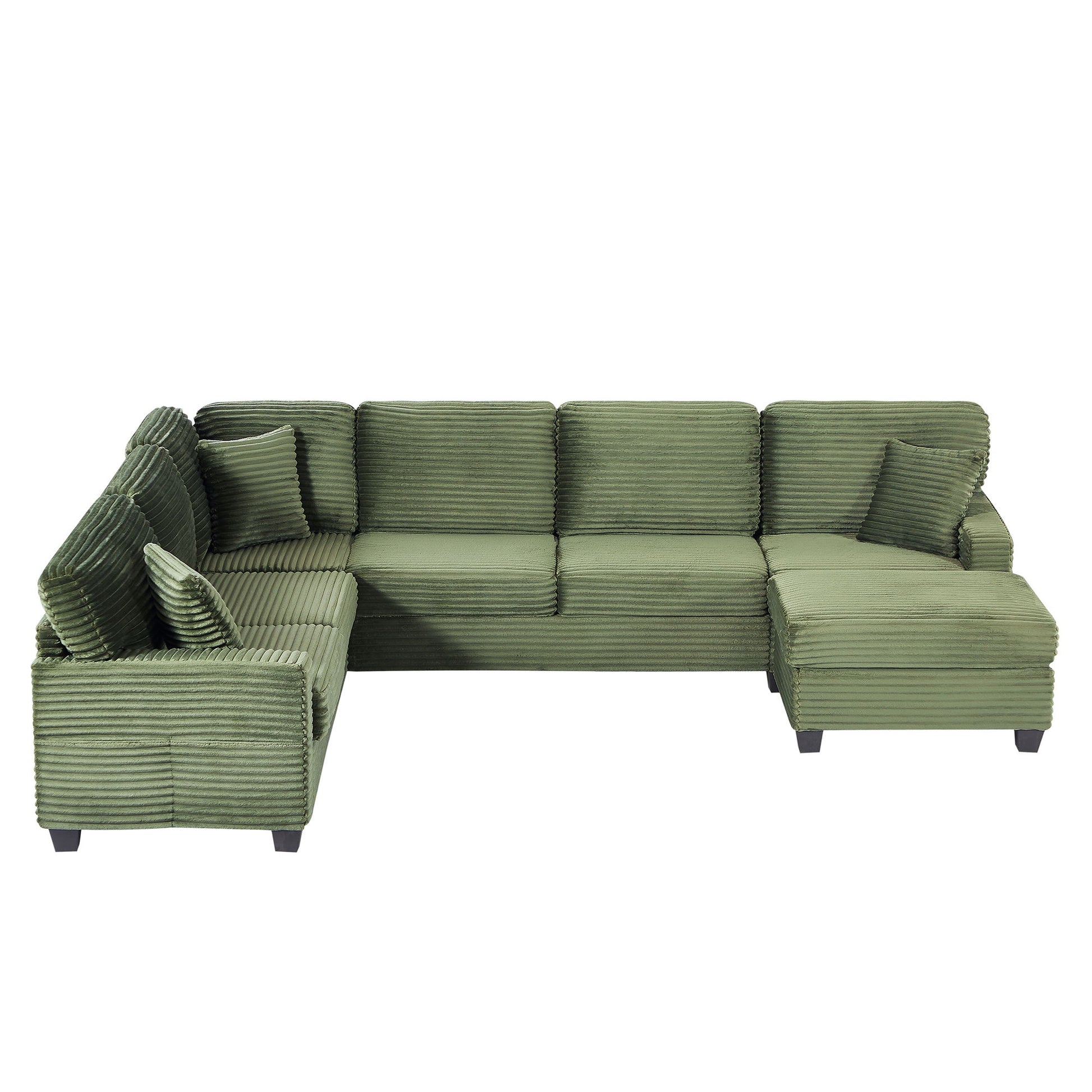 Upholstered U-Shaped Sectional Sofa With Movable Ottoman And Side Storage Pockets Hearth and Haven