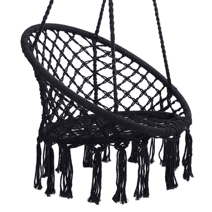 Macrame Hanging Hammock Chair, Cotton Rope Swing For Indoor And Outdoor Use Home Essentials