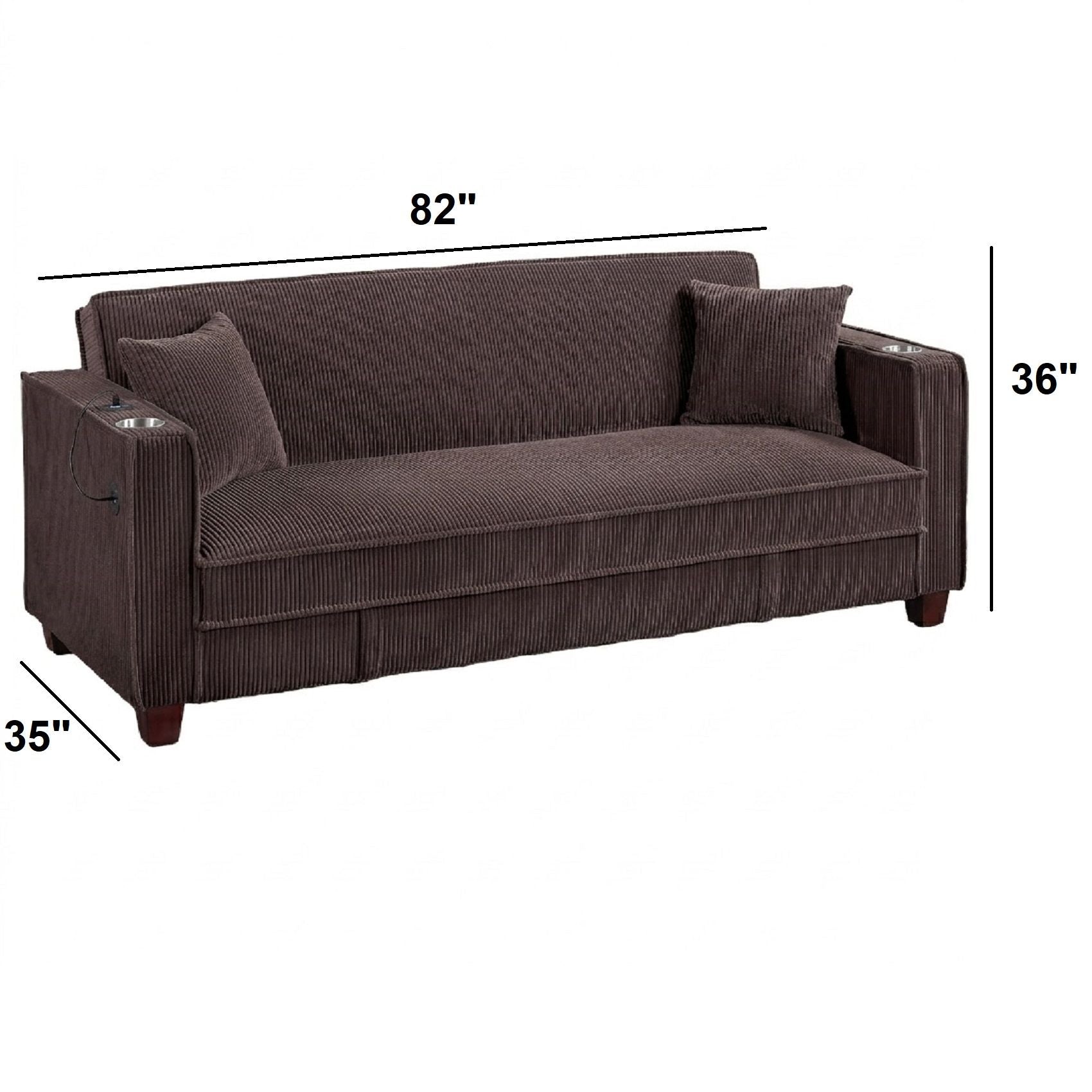 Modern Convertible Sofa With Hidden Storage USB Port, Cup Holder Home Essentials