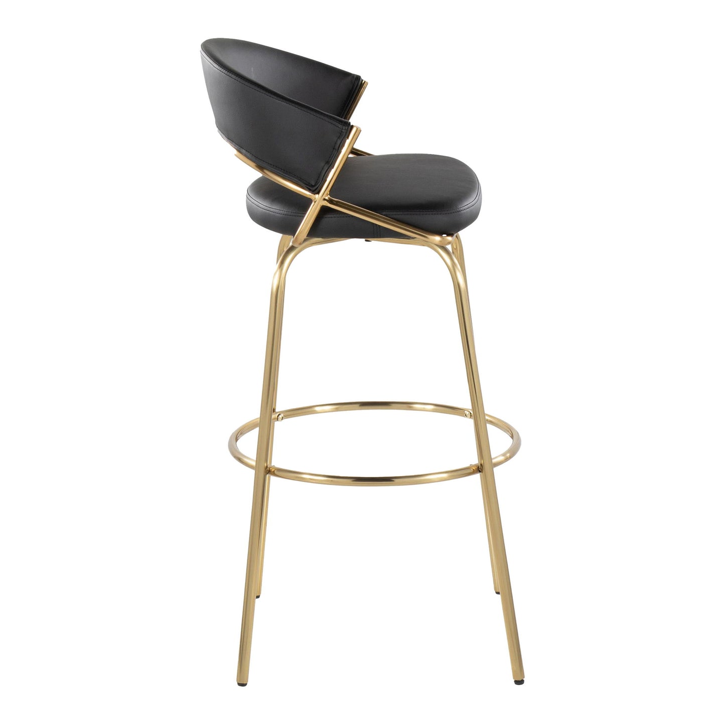 Jie - Fixed Height Contemporary Barstool With Swivel With Round Footrest (Set of 2) Lumi Source