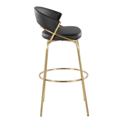 Jie - Fixed Height Contemporary Barstool With Swivel With Round Footrest (Set of 2) Lumi Source