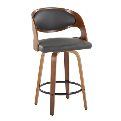 Pino - Mid Century Modern Fixed Height Barstool With Swivel With Round Footrest (Set of 2) Lumi Source