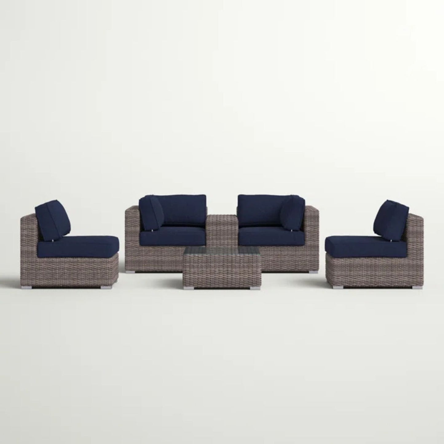 Wicker Seating Group Set With Table And Cushions LSI Patio Furniture
