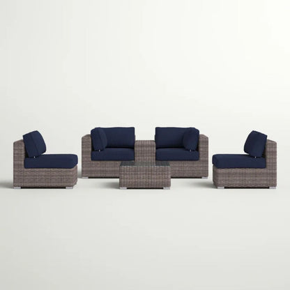 Wicker Seating Group Set With Table And Cushions LSI Patio Furniture