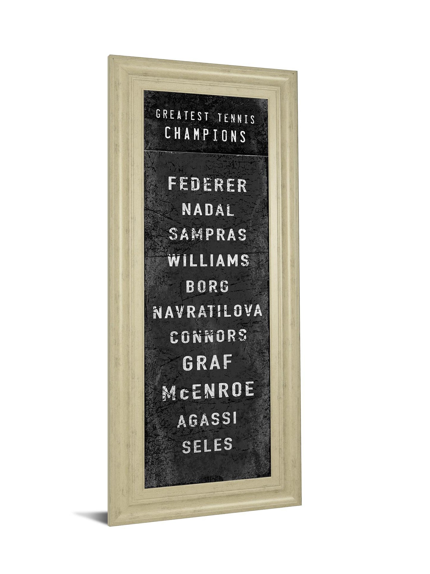 The Greatest Tennis Champions By The Vintage Collection - Framed Print Wall Art - Dark Brown