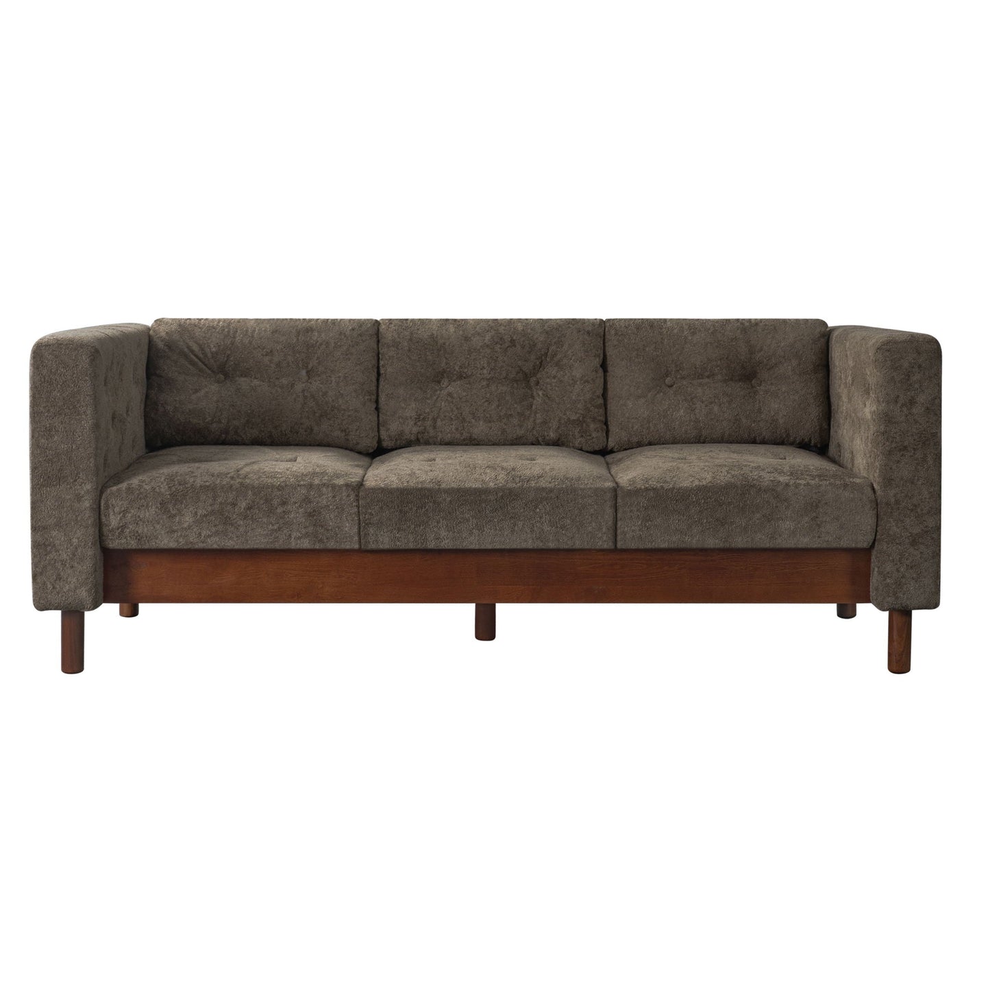 3 Seater Sofa With Square Arms, Tufted Pillow Back For Living Room Noble House