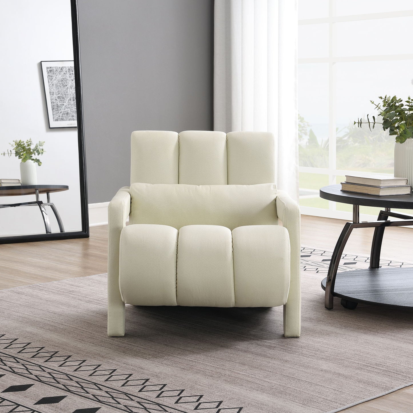 Modern Upholstered Accent Chair, Comfortable Fabric With A Pillow For Living Room Home Essentials