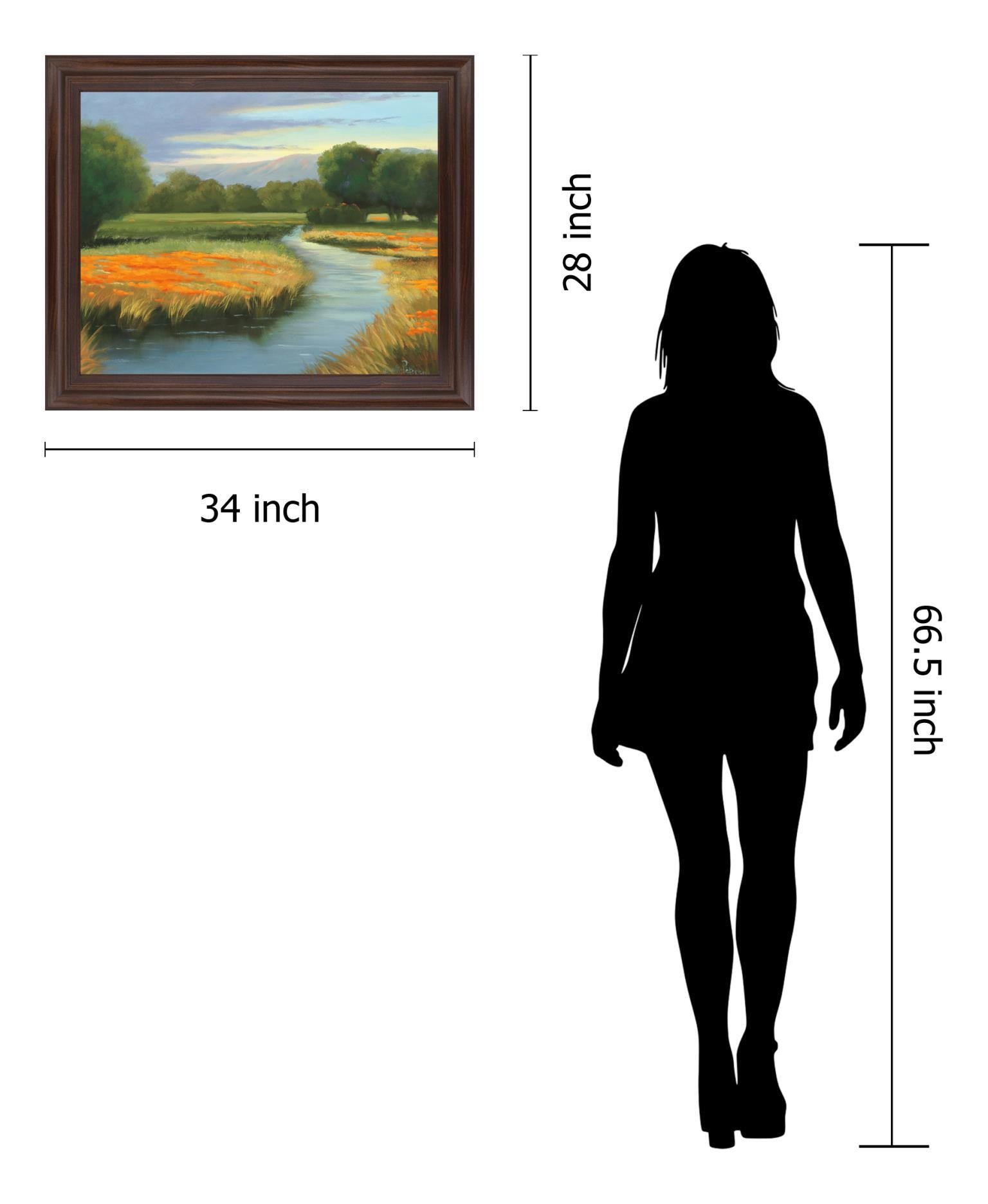 Golden Meadow Stream - 28" x 34" Framed Wall Art Classy Art