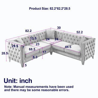 L-Shaped Corner Sofa, 5 Seater Sectional With Tufted Design Home Essentials