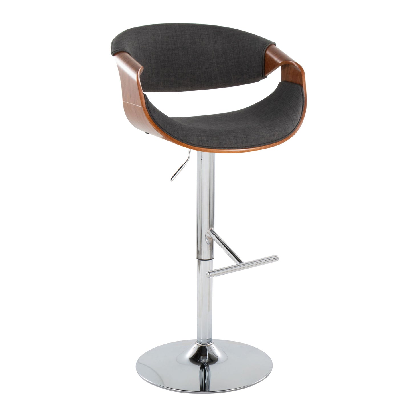 Curvo - Mid Century Modern Adjustable Barstool With Swivel With Straight T Footrest Lumi Source