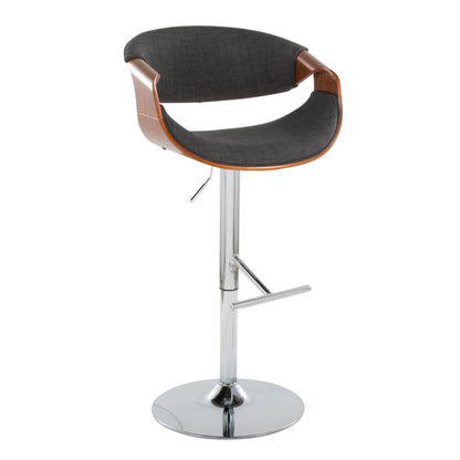 Curvo - Mid Century Modern Adjustable Barstool With Swivel With Straight T Footrest Lumi Source